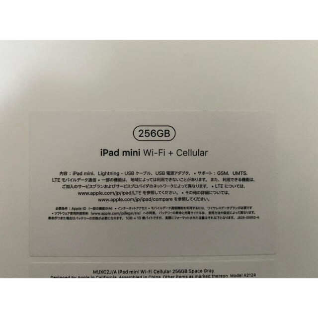 iPad mini 5  256G  スペースグレー　セルラーモデル
