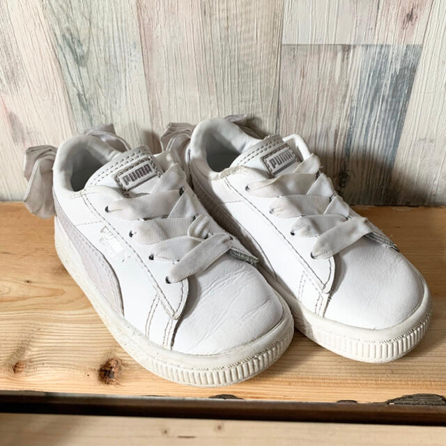 PUMA バスケット BOW 14センチ プーマ 白スニーカー リボン 女の子