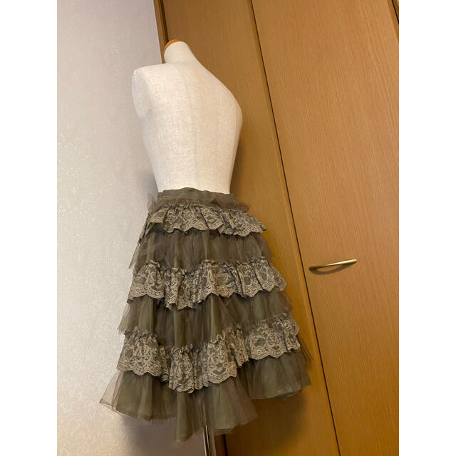 RED VALENTINO(レッドヴァレンティノ)の美品レッドバレンティノ RED VALENTINO レースフリル スカートパニエ レディースのスカート(ひざ丈スカート)の商品写真