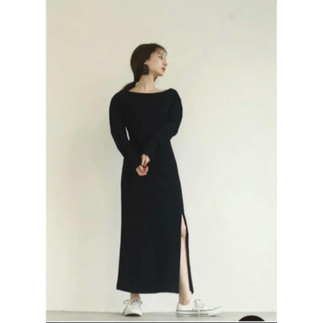 TODAYFUL(トゥデイフル)の11日取り置きlouren sweat slit onepiece black レディースのワンピース(ロングワンピース/マキシワンピース)の商品写真