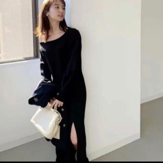 トゥデイフル(TODAYFUL)の11日取り置きlouren sweat slit onepiece black(ロングワンピース/マキシワンピース)