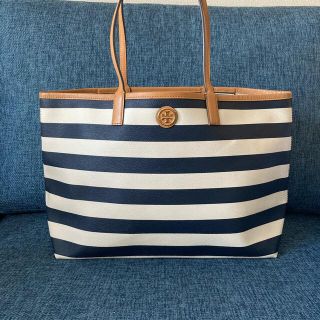 Tory Burch キャンバストートバッグ ボーダー