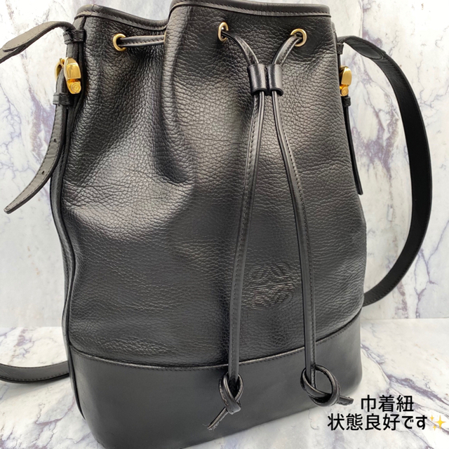 【希少】オールドロエベ★LOEWE ヴィンテージ　巾着ショルダーバッグ　黒レザーなし購入先