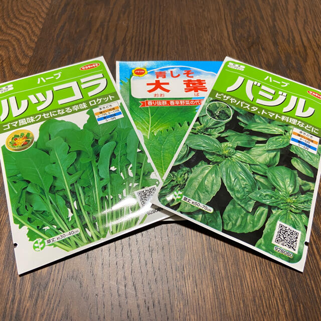 【プランター栽培】大葉100粒、バジル30粒以上、ルッコラ30粒以上。お得！！ 食品/飲料/酒の食品(野菜)の商品写真