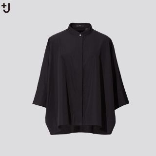 ユニクロ(UNIQLO)の ユニクロ ＋Jスーピーマコットンドルマンスリーブシャツ ブラック 黒 XL (Tシャツ(長袖/七分))