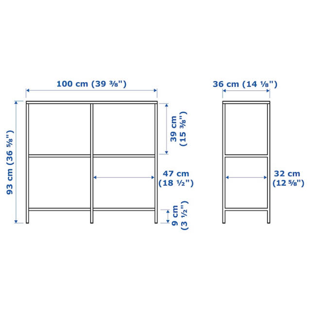 IKEA ヴィットショー シェルフユニット,ブラックブラウン/ガラス100x93 3