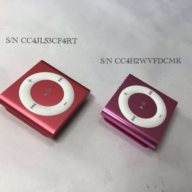 Apple(アップル)のiPod shuffle 4世代　2GB  ピンク紫-7 、サーモン-5    スマホ/家電/カメラのオーディオ機器(ポータブルプレーヤー)の商品写真