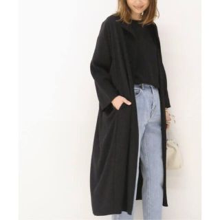 美品 定価6.5万*ドゥーズィエムクラス *コットンツイルロングノーカラーコート