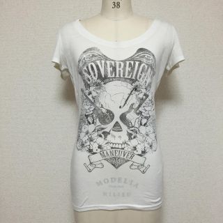 リップサービス(LIP SERVICE)のLIP SERVICE ラインストーン付プリントロングTシャツ(Tシャツ(半袖/袖なし))