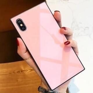 ≪iphone X／XS≫ スタイリッシュ スクエア スマホケース【ピンク】(iPhoneケース)