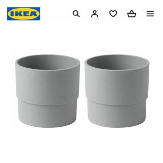 イケア(IKEA)のIKEA イケア　ニーポン 鉢カバー　室内/屋外用 グレー　9cm 2個セット(置物)