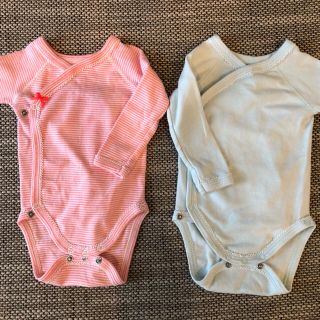 プチバトー(PETIT BATEAU)のプチバトー ボディ肌着 2枚組　ボディスーツ ロンパース(肌着/下着)