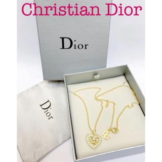 クリスチャンディオール(Christian Dior)の未使用美品▲ディオール ネックレス ハート CD ストーン ゴールド色【218】(ネックレス)