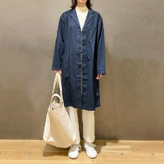 ムジルシリョウヒン(MUJI (無印良品))の★新品★ 無印良品インド綿デニムコート男女兼用／Ｓ～Ｍ／インディゴブルー (ステンカラーコート)