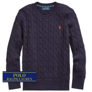 ラルフローレン(Ralph Lauren)のラルフローレン✿160サイズ　ケイブルコットンセーター　ネイビー(ニット/セーター)