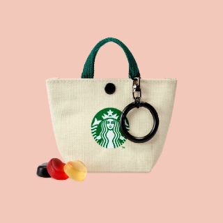 スターバックスコーヒー(Starbucks Coffee)の【韓国スタバ限定】スターバックス☆ミニバッグ キーホルダー(ホワイト)(チャーム)