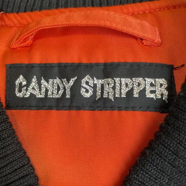 大阪買い 超美品 candy stripper 猫 刺繍 ブルゾン スタジャン MA-1