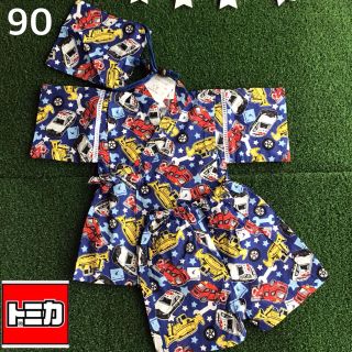 タカラトミー(Takara Tomy)の☀️【 90 】 トミカ 巾着付 甚平(甚平/浴衣)