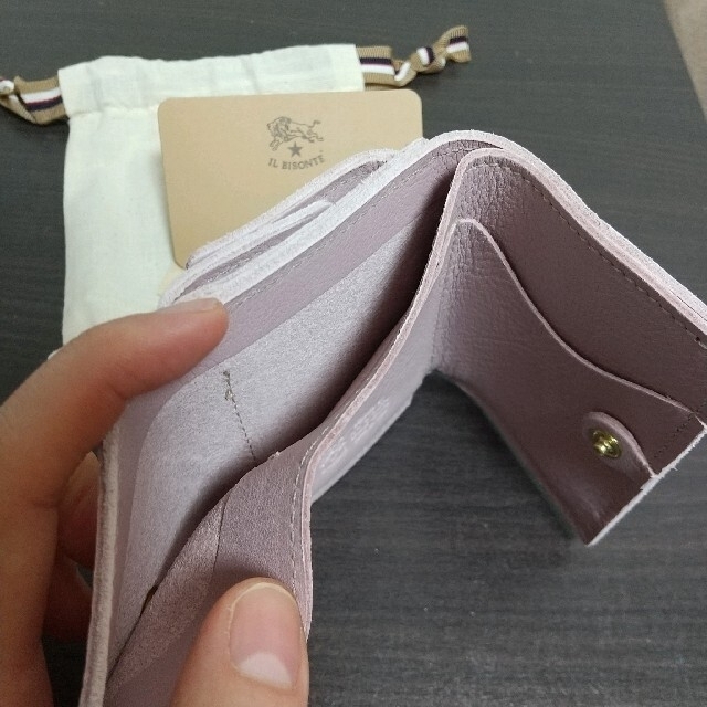 IL BISONTE(イルビゾンテ)の新品 イルビゾンテ 本革 レザー 限定カラー 三つ折り 財布 ピンク ピオニア レディースのファッション小物(財布)の商品写真