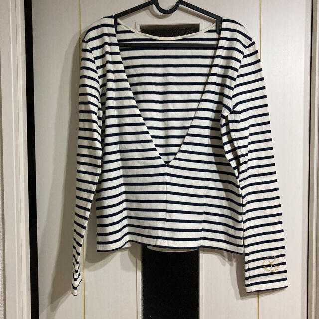 PETIT BATEAU(プチバトー)のPetit Bateauプチバトー/背中開きボーダーカットソー レディースのトップス(Tシャツ(長袖/七分))の商品写真