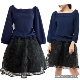 アクシーズファム(axes femme)の149.オフショルドッキングワンピース(ひざ丈ワンピース)