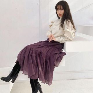 ハーリップトゥ(Her lip to)のAsymmetric Tiered Cotton-voile Skirt(ロングスカート)