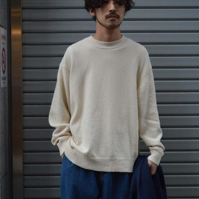 ニット/セーターcomoli 21ss インディゴクルーネックニット 新品 シルクネップ