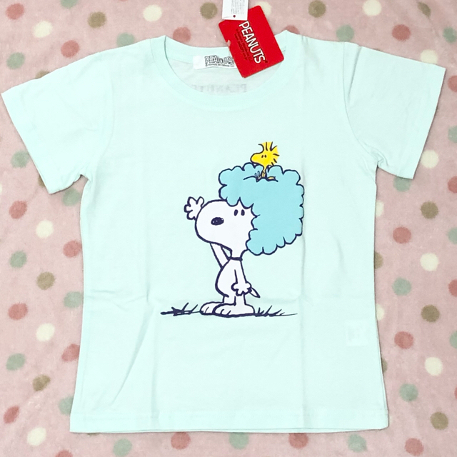 PEANUTS(ピーナッツ)のアフロのスヌーピー 半袖Tシャツ 120 春 夏 ミントグリーン SNOOPY キッズ/ベビー/マタニティのキッズ服女の子用(90cm~)(Tシャツ/カットソー)の商品写真