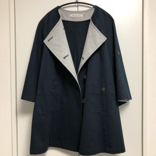 ユナイテッドアローズグリーンレーベルリラクシング(UNITED ARROWS green label relaxing)のグリーンレーベルリラクシング　ノーカラーコート　ネイビー　紺　Aラインコート(ノーカラージャケット)