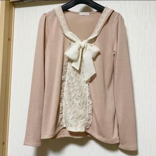 アクシーズファム(axes femme)のアクシーズファム　リボン付きレース合わせカットソー(カットソー(長袖/七分))