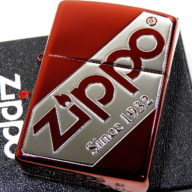 ZIPPO(ジッポー)の(送料込み)ZIPPO◇ナナメ/ジッポロゴ◇レッド◇新品◇ジッポ メンズのファッション小物(タバコグッズ)の商品写真