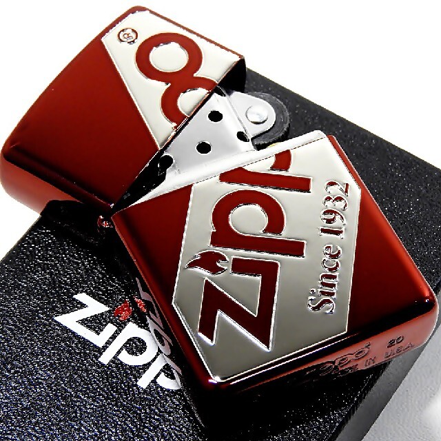 ZIPPO(ジッポー)の(送料込み)ZIPPO◇ナナメ/ジッポロゴ◇レッド◇新品◇ジッポ メンズのファッション小物(タバコグッズ)の商品写真