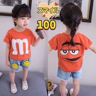 キッズ m&m'sトップス　半袖 Tシャツ 男女兼用  夏物オレンジ100(Tシャツ/カットソー)