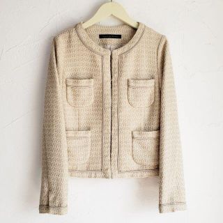 ユナイテッドアローズグリーンレーベルリラクシング(UNITED ARROWS green label relaxing)のグリーンレーベル リラクシング ☆ ツイード ノーカラー ジャケット 36(ノーカラージャケット)