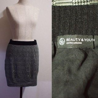 ビューティアンドユースユナイテッドアローズ(BEAUTY&YOUTH UNITED ARROWS)のUsedClothing ビューティー＆ユースUA  国産グレンチェックスカート(ミニスカート)