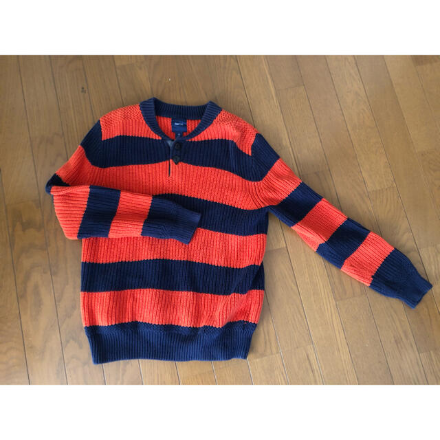 GAP Kids(ギャップキッズ)のGAP 140センチ　サマーニット　紺　オレンジ　ボーダー キッズ/ベビー/マタニティのキッズ服男の子用(90cm~)(ニット)の商品写真