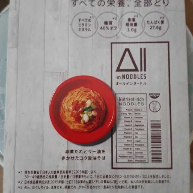 日清食品(ニッシンショクヒン)の日清 低糖質&高たんぱくカップ麺 オールインヌードル 6カップ コスメ/美容のダイエット(ダイエット食品)の商品写真