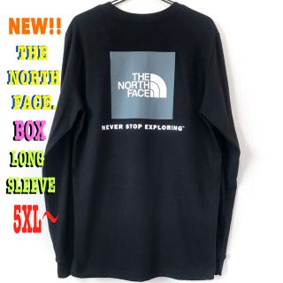 ザノースフェイス(THE NORTH FACE)の最大サイズ ☆ 新品 ノースフェイス BOX NSE ロンT 黒 グレ 5XL(Tシャツ/カットソー(七分/長袖))