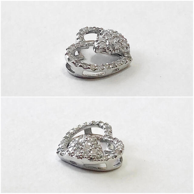 k14wg 天然ダイヤモンド 0.25ct ハート パヴェ ペンダント トップ レディースのアクセサリー(チャーム)の商品写真