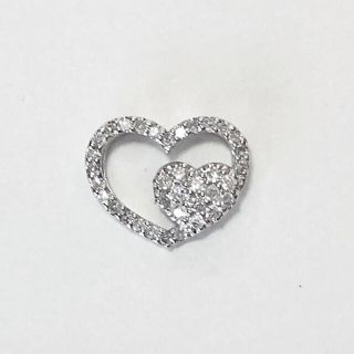 k14wg 天然ダイヤモンド 0.25ct ハート パヴェ ペンダント トップ(チャーム)