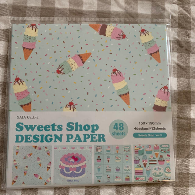 新品● キャンドゥ 人気　sweets shop デザインペーパー 4点セット インテリア/住まい/日用品の文房具(その他)の商品写真