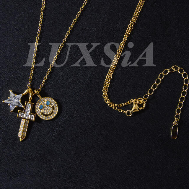 24k 加工 スマイル ネックレス ソード メンズ レディース 925