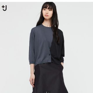 ユニクロ(UNIQLO)のユニクロ +J  シルクコットンvネック ショートカーディガン L(カーディガン)