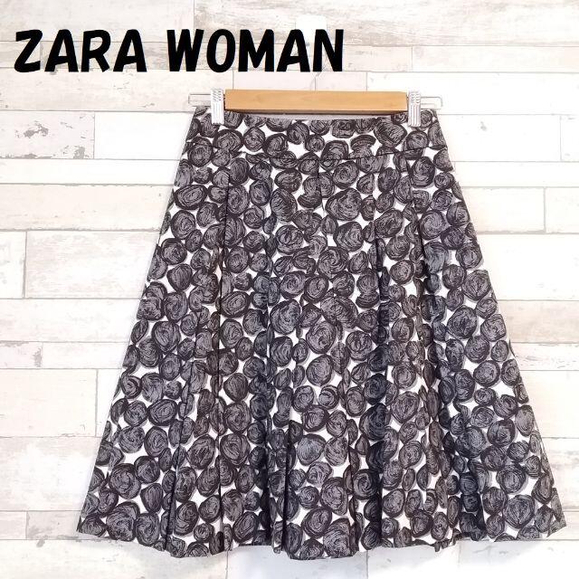 ZARA(ザラ)のザラウーマン ひざ丈ボックスプリーツスカート フラワードット サイドファスナー レディースのスカート(ひざ丈スカート)の商品写真