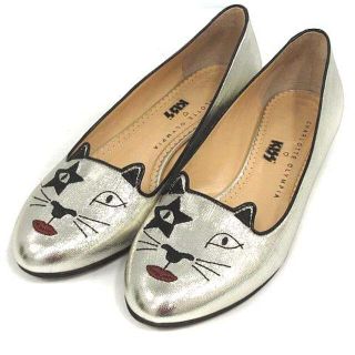 シャルロットオリンピア(Charlotte Olympia)のシャーロットオリンピア kiss キティ パンプス 37.5 24cm シルバー(ハイヒール/パンプス)