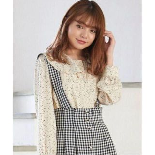 マジェスティックレゴン(MAJESTIC LEGON)のMAJESTIC LEGON☆新品♪大きめフリル襟＊レトロ柄ガーリーブラウス (シャツ/ブラウス(長袖/七分))