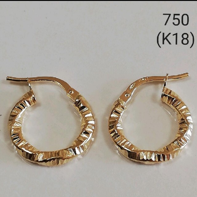 K18 18金 18k YG フープピアス《ひねりタイプ》ジャス