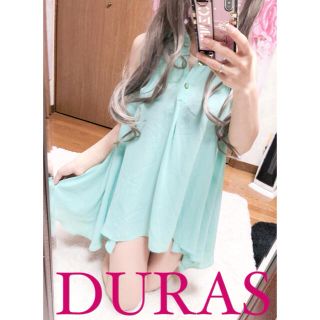 デュラス(DURAS)の3147.DURAS 襟パールビジュー埋めつくし シフォンノースリーブチュニック(チュニック)