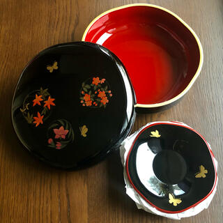 ハナエモリ(HANAE MORI)の森英恵　しっきシック 合成漆器　菓子器　茶たく　未使用(食器)