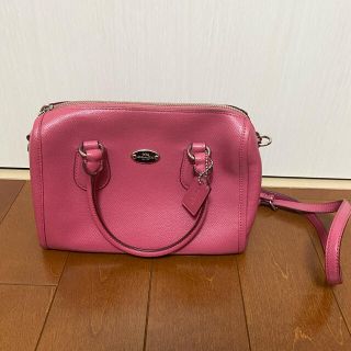 【美品】coach コーチ　シグネチャー　肩掛け ハンドバッグ ピンク　さくら色